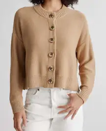 Quince organic cotton camel cropped cardigan sweater