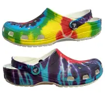 Crocs Classic Adult Rainbow Tye Dye Clogs Sandals Women Size 11 Men Size 9