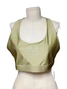P.E Nation Metallic Gold Logo Scoop‎ Neck Racerback Sports Bra Size 2XL