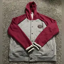 Vans Off The Wall red and gray button up varsity jacket L