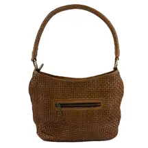 Patricia Nash Marcelli Woven Tan Hobo Genuine Leather Shoulder Bag Purse