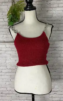 NWT Ragged Priest Red Metallic Knit Chain Cami Tank