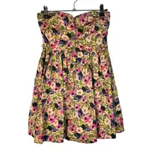 XOXO Pink Floral Corset Bust Strapless Fit & Flare Mini Dress 2