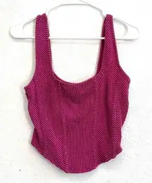 NEW Moa Moa Boutique Fuchsia Corded Corset Cut Tank Top Size Large