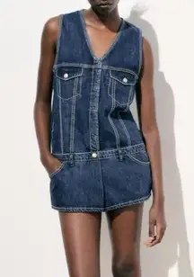 ZARA  NWT Mini Denim Jean Dress, dark wash denim blue color, built in shorts