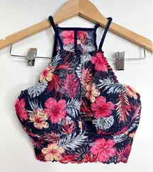 PINK Intimates Bralette Floral Eyelash High Neck Size XS