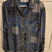 First Issue All Silk Floral Print‎ small Long Sleeve Flowy Feminine Artsy