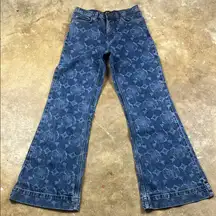 Lee Blue Flower Patterned Trouser Hi-Rise Flare Jeans
Size: 27