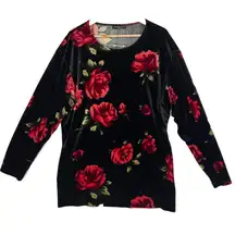 Impression Lifestyle Top Womens XL Floral Velvet Dark Academia Goth Romantic Y2K