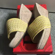 Reba Saddie Yellow Fab slip on wedge sandals