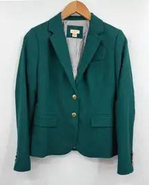 J. Crew Blazer Green Wool Blend Gold Button Women's Size 2 Style 92480