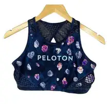 Peloton Dark Blue Astroid Print High Neck Medium Support Padded Sports Bra Large