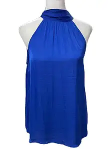 NWT  Blue Lightweight Silky Sleeveless Tie Back Tank Top Size Small