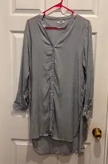 Kensie Jeans Women's Large Striped Button Down Shirt Long Sleeve Modal Lagenlook