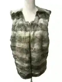 Ruby Road Gray Striped Faux Fur Vest Mob Wife Style