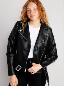 Old Navy Women's Classic Black Leather Jacket