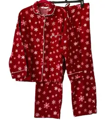 Victoria’s Secret Red Flannel PJ Pajama Set Snowflakes Small