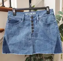 Idyllwind Womens Blue Denim Cotton Pockets Belt Loops A Line Skirt Size Large