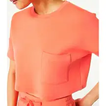 Spanx AirEssentials Cropped Pocket Tee Sunset Peach Soft Traveling Crop Top L