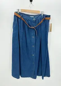 Stampede Denim Button Front Midi Skirt Belt Country Western Hippie NWT Size 24W