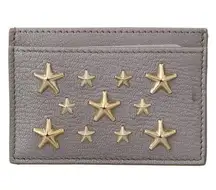 JIMMY CHOO Umika Light Khaki/Gold Leather Card Holder