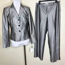 Calvin Klein NWT  Pant Suit 2 Piece Set 10 Gray Blazer Trousers Business Casual