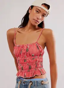 NWOT Free People We The Free Dolce Vita‎ Tank Red Floral Rouched Top Size M