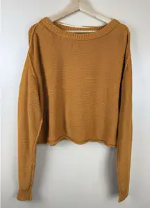 Free People Women’s Slouchy Sweater, Size S, Mustard, Coastal Inside-Out Knit