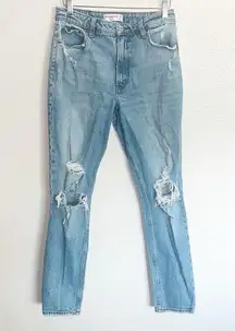 Abercrombie & Fitch Light Wash The Skinny High Rise Curve Love Distressed Jeans