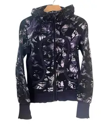 Lululemon Scuba Hoodie Womens Sz 6 Hooded Sweatshirt Zip Up Floral Print Purple