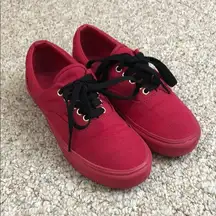 Vans Triple Red Low Lace Up Skate Shoes with Black Laces