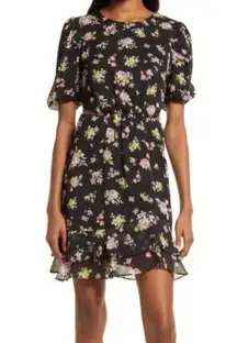 NEW CHARLES HENRY Floral Cutout Dress In Black Ditsy Floral - size XL