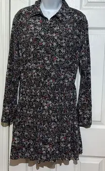 Veronica Beard Rory Dress Floral Print Silk Crepe Button Down Collared Mini Sz 6