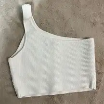 Aritzia Babaton Women's Beige One-Shoulder Cropped Tank Top Size L