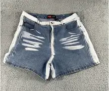 Vintage denim Shorts‎ Women 18 High Rise Two Tone Y2K Grunge Festival Retro