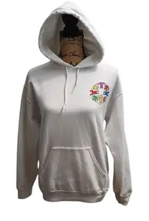 Keith‎ Haring White Hoodie Dancing Figures Circle Graphic Art Streetwear Pop Art