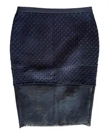 English Factory Textured Navy Pencil Skirt