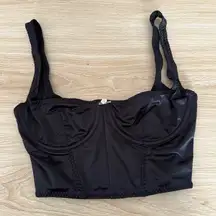 Skims XXS Stretch Satin Corset Bustier Top Black Rose Detail Coquette Gothic