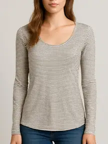 Whetherly Striped Long Sleeve Scoop Neck Top