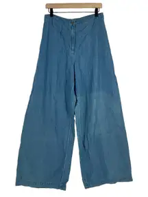 The Edit Seventeen Wide Leg Jeans Women 13 Blue Chambray Denim Cotton High Rise