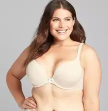 NWT Womens Lane Bryant Cacique Solid Cotton Boost Plunge Ivory Bra - Sz 44C