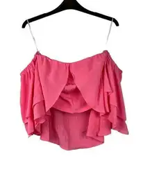 NWT Why Dress Pink Layered Off The Shoulder Crop Top Small