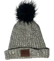 Love Your Melon Aztec Black Grey Natural Pom Beanie Comfy Hat Cotton‎