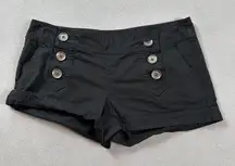 Express Shorts Womens 4 Black Sailor Button Front Utility High Waist Cuffed Hem
