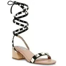Steven New York Byrin Heeled Sandal Size 6 Black Wraparound Block Heel Studded