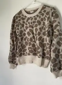 MASON & BELLE Women Brown Pullover Sweater Sz Med Cheeta Neutral Cozy Comfy