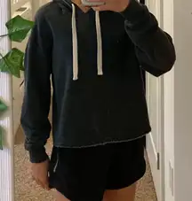 Gray Cropped Sweatshirt Hoodie