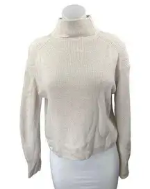 Lululemon Women's Cream White Wool Rib Knit Long Sleeve Turtleneck Sweater Top 2