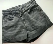 American Eagle  Outfitters • Highest Rise Mom Shorts Faded Black Crossover Button