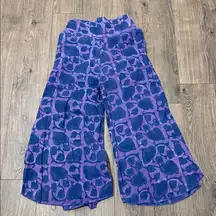 Blu Nomad Women's Blue and Purple Patterned Casual Pants boho hippie yoga medium